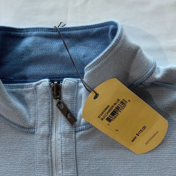 Tommy Bahama Reversible Sweater Men L Blue Half Zip Flip Side NWT Pullover - Picture 5 of 16